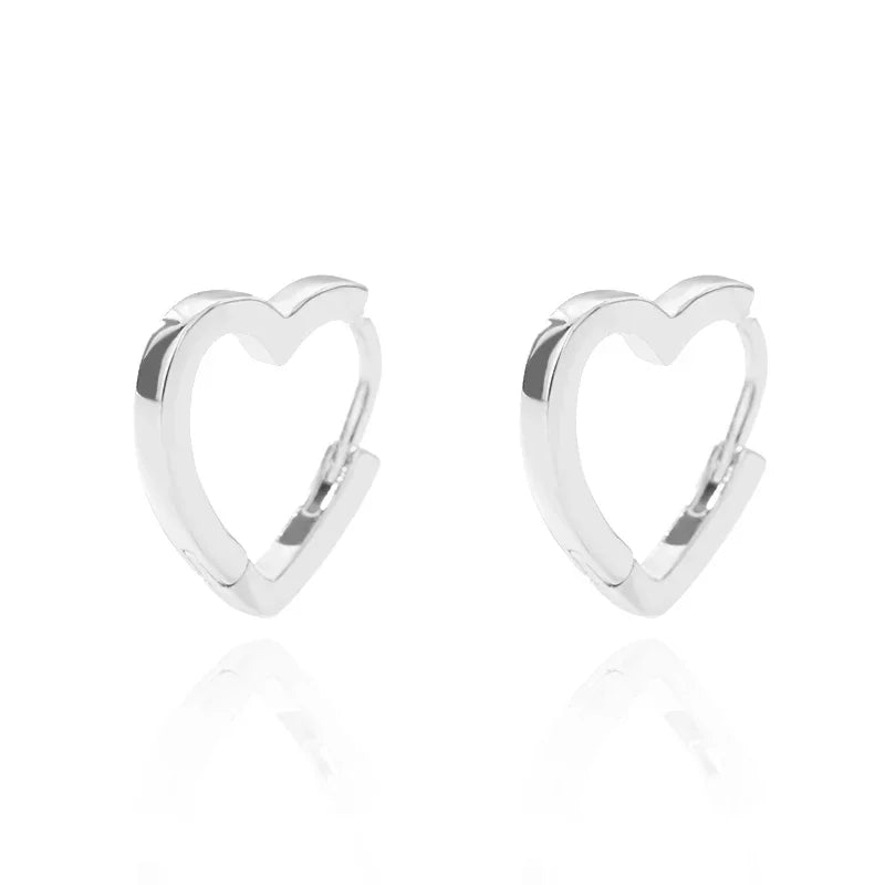 Heart hoop earrings in stainless steel, silver-tone heart hoop style - Varex HQ