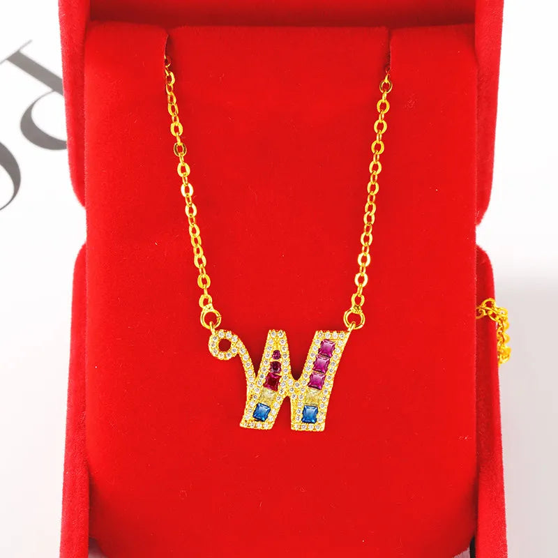 Personalized gold-plated initial pendant necklace with cubic zirconia - lifestyle shot - Varex HQ