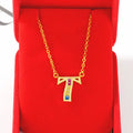 Personalized gold-plated initial pendant necklace with cubic zirconia - craftsmanship close-up - Varex HQ