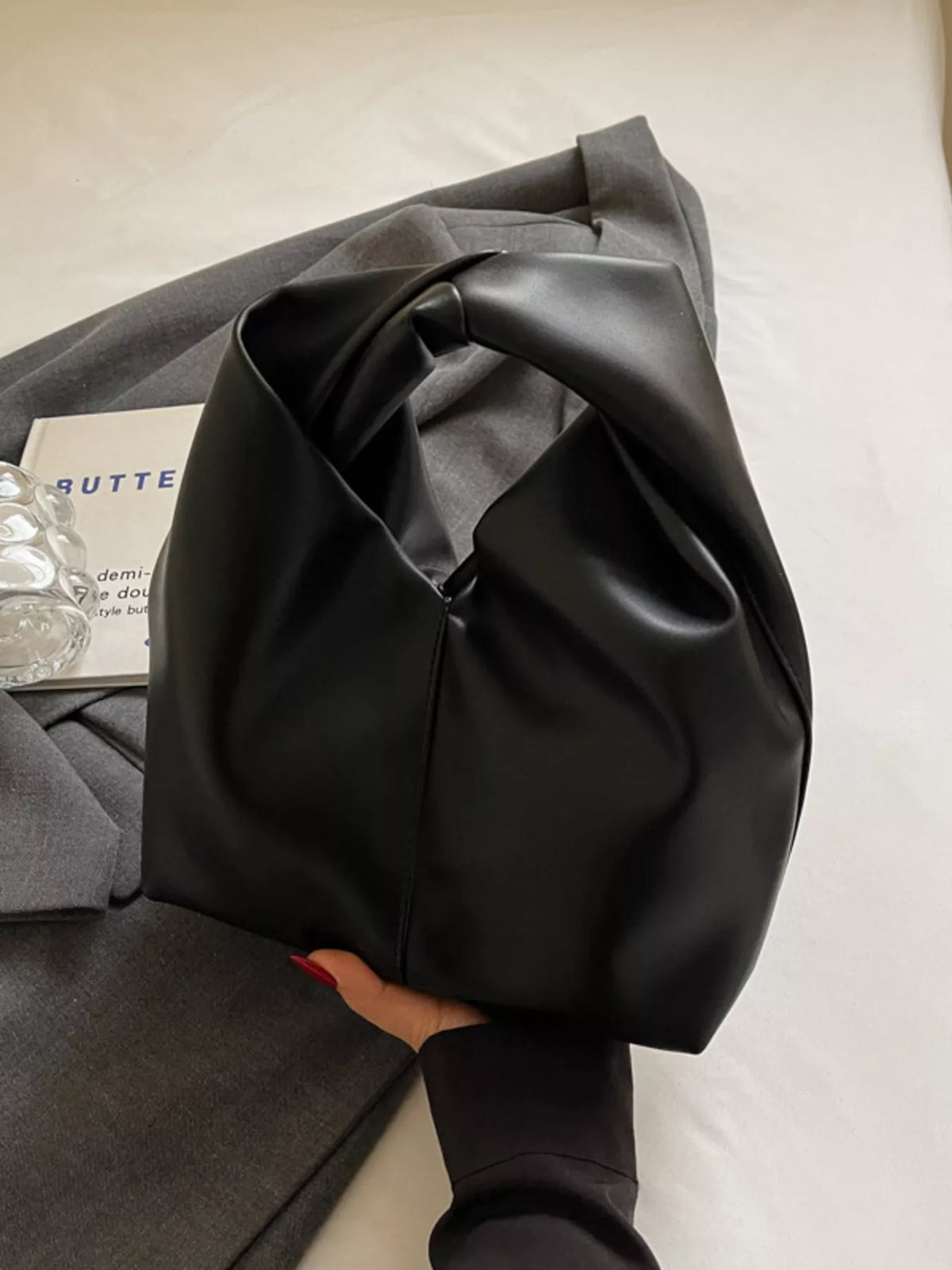 Knot Handle Hobo Bag - Vegan Leather - view 1 - Varex HQ