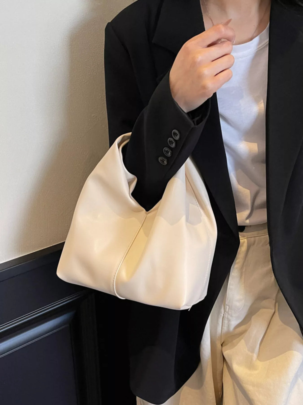 Knot Handle Hobo Bag - Vegan Leather - view 3 - Varex HQ