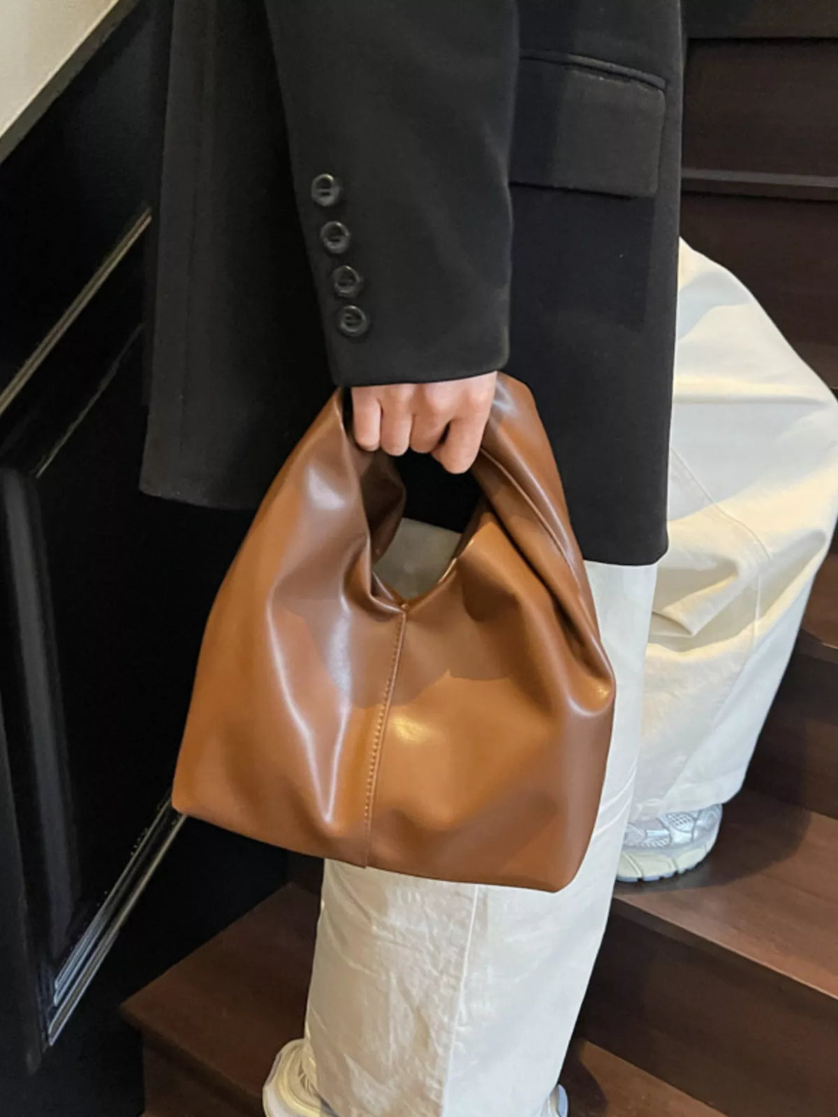 Knot Handle Hobo Bag - Vegan Leather - view 5 - Varex HQ