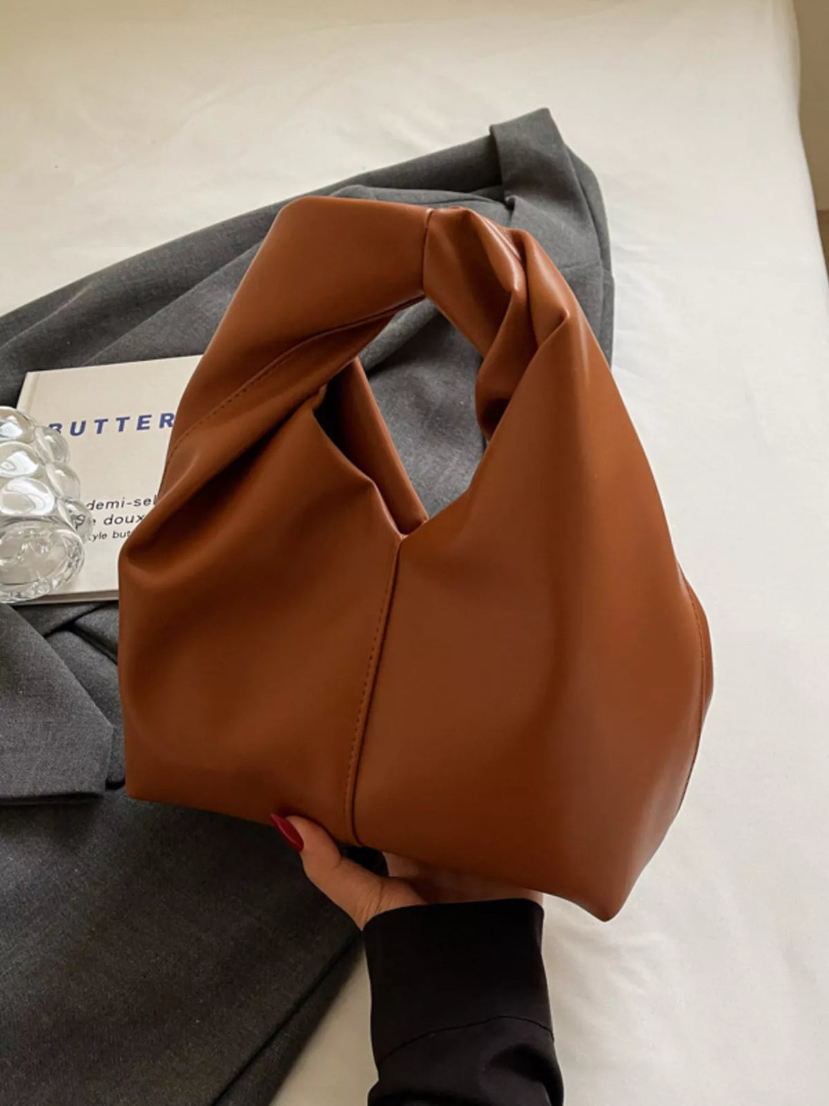 Knot Handle Hobo Bag - Vegan Leather - view 6 - Varex HQ