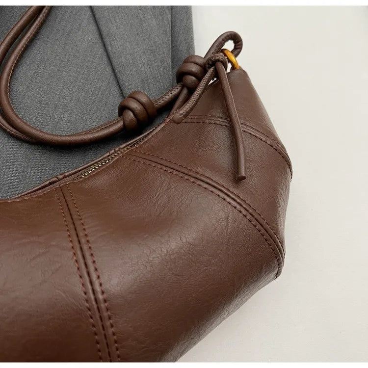 Knotted-Strap Faux Suede Crescent Hobo Bag, additional product photo – Varex HQ