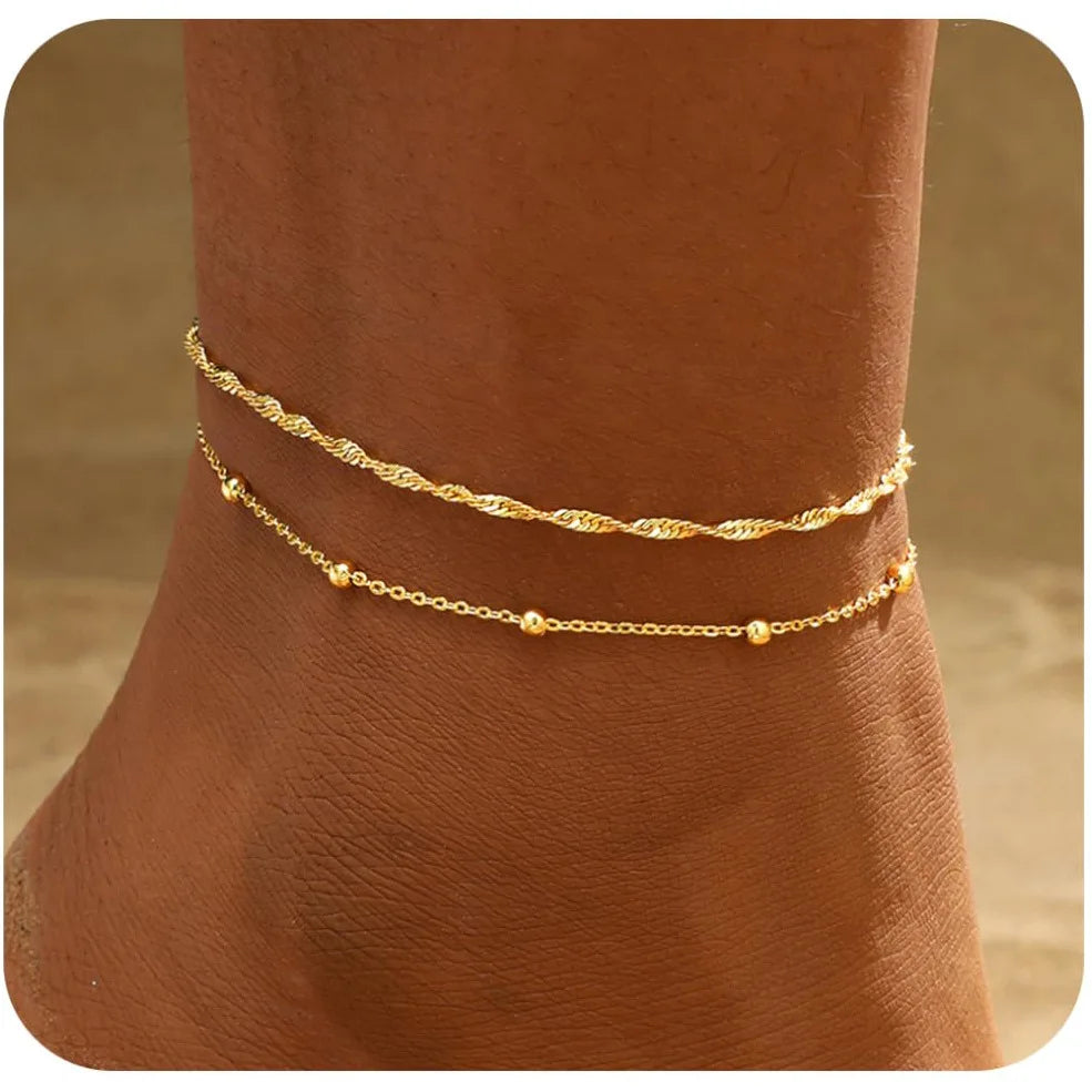 Gold-plated layered anklet from the anklet and bracelet set, Varex HQ