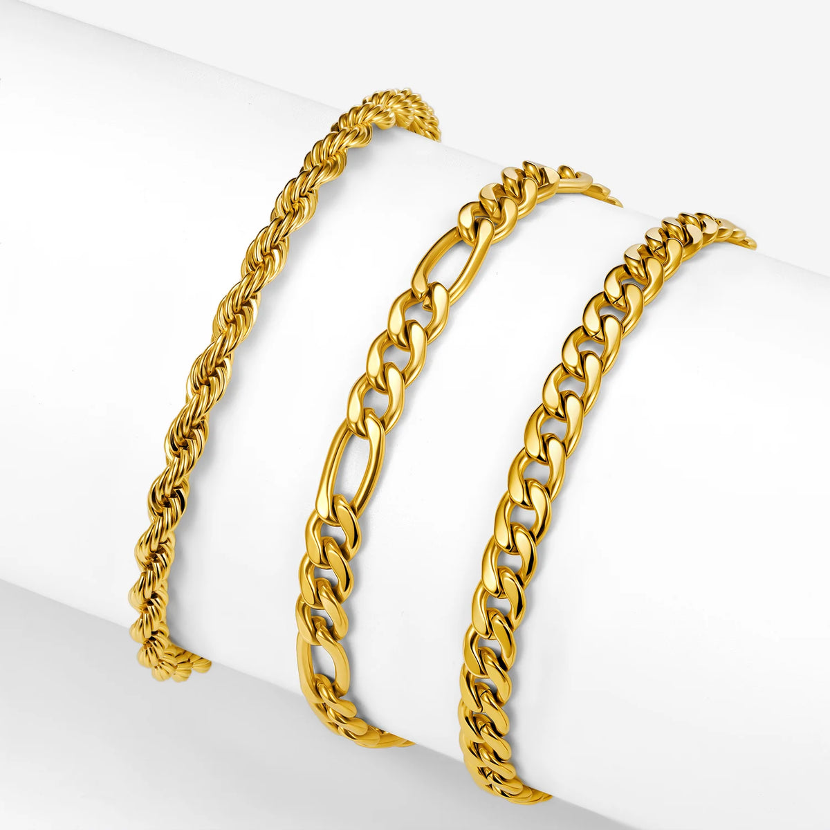 Layered chain anklet set stainless steel hypoallergenic chains