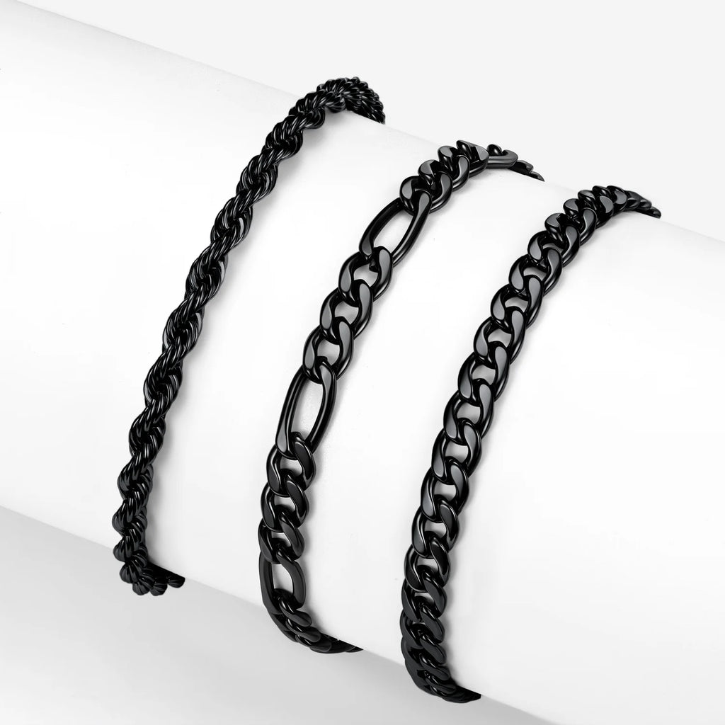 Layered chain anklet set adjustable lobster clasp detail