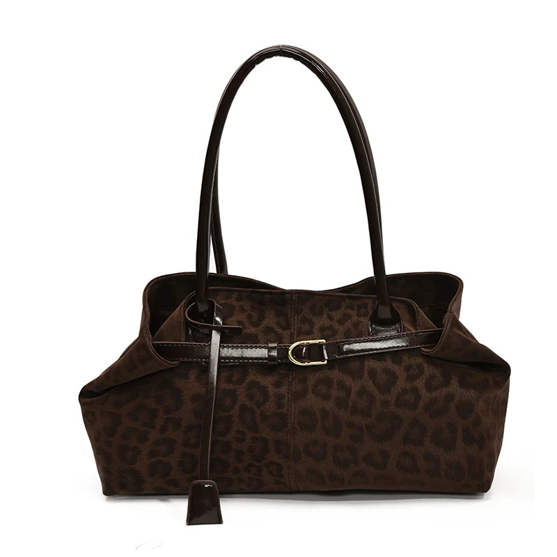 Leopard Print Vegan Leather Tote Bag, Coffee – Varex HQ