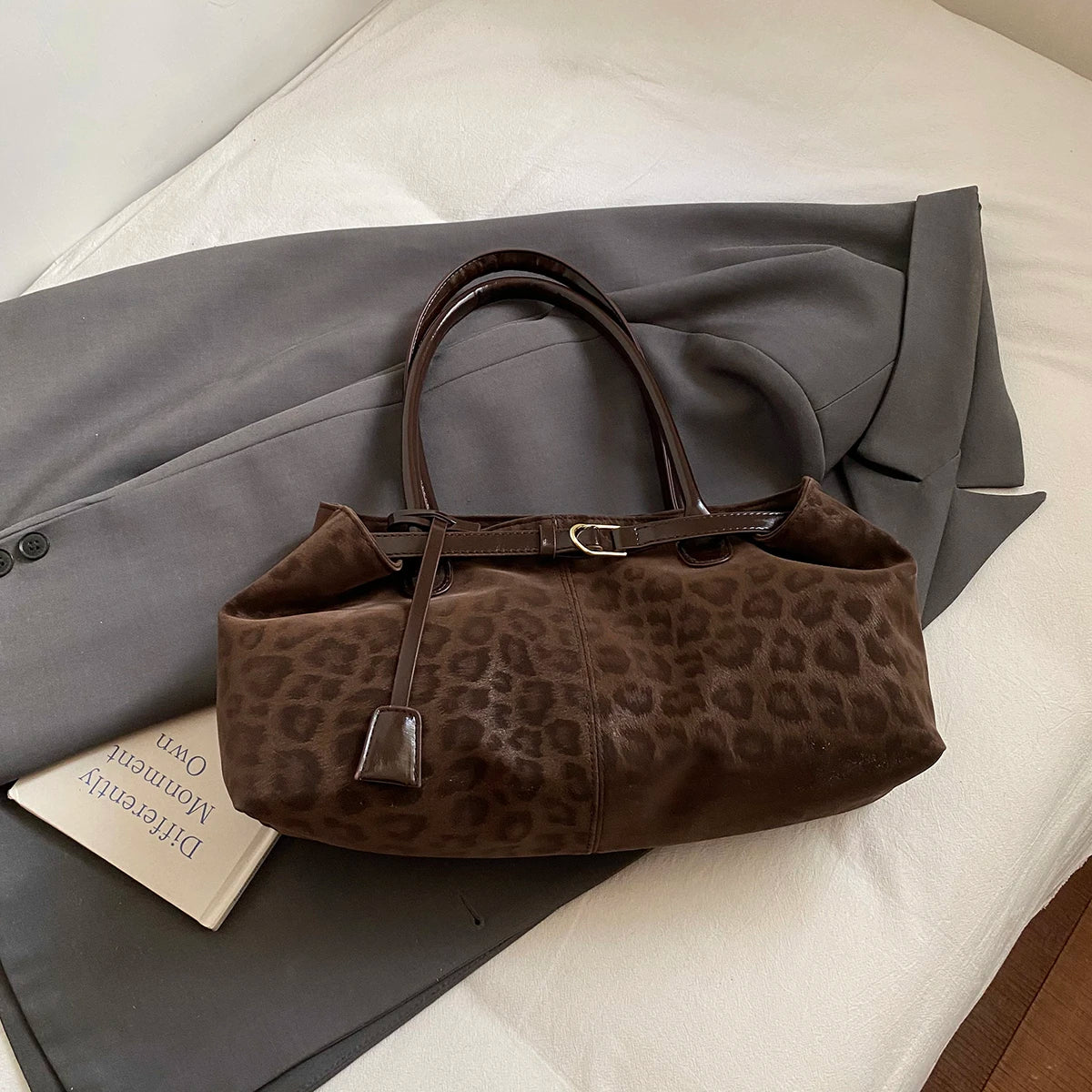 Leopard Print Vegan Leather Tote Bag, additional product photo – Varex HQ