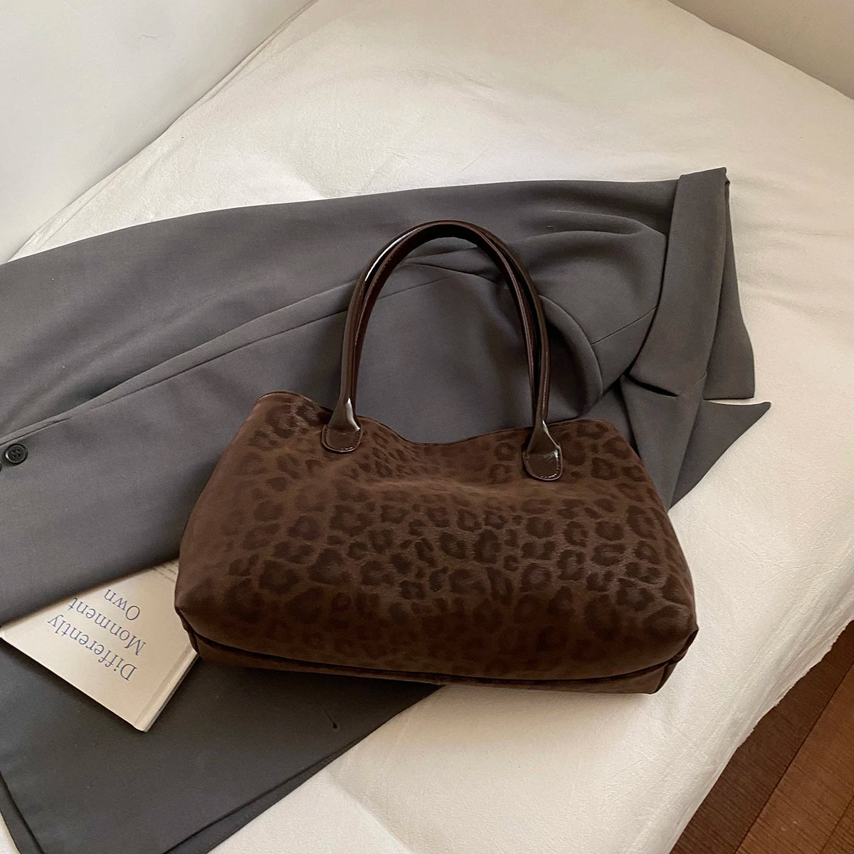 Leopard Print Vegan Leather Tote Bag, additional product photo – Varex HQ