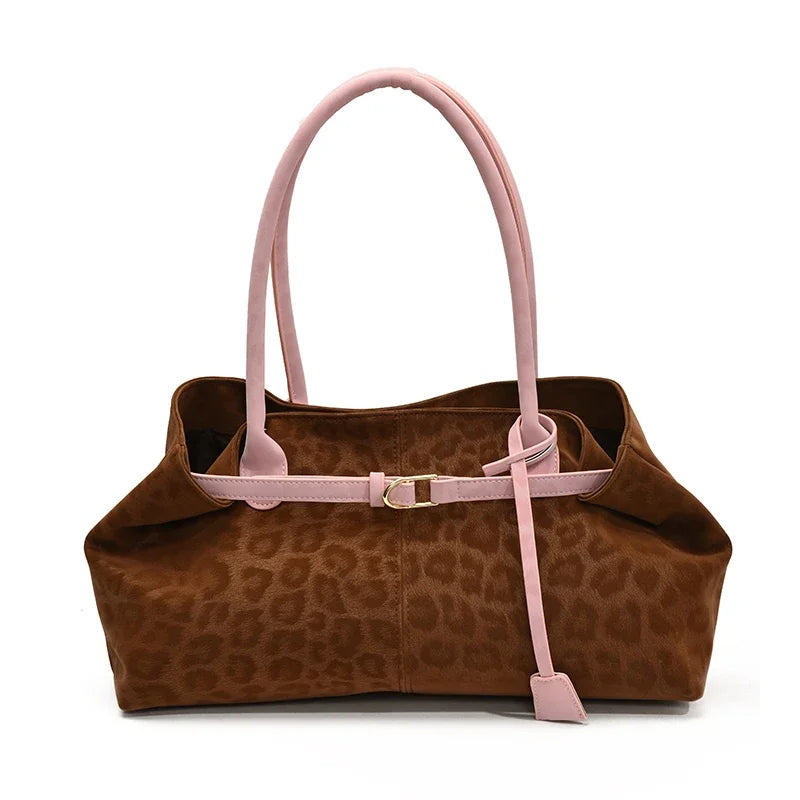 Leopard Print Vegan Leather Tote Bag, Brown – Varex HQ