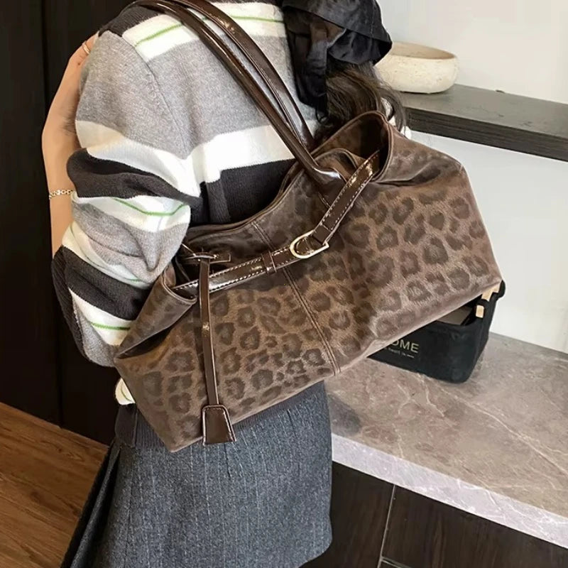 Leopard Print Vegan Leather Tote Bag, additional product photo – Varex HQ