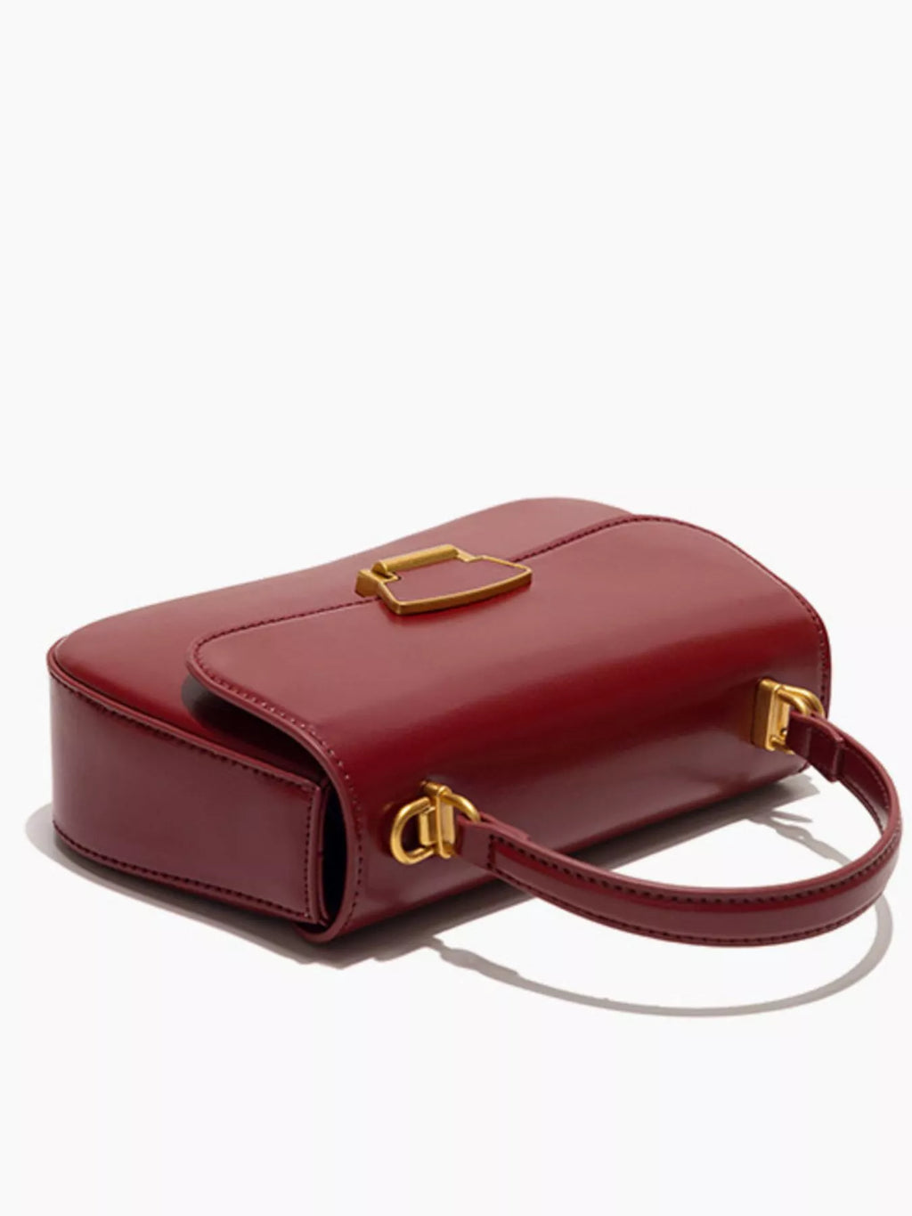 Mini vegan leather crossbody bag - lifestyle shot worn crossbody