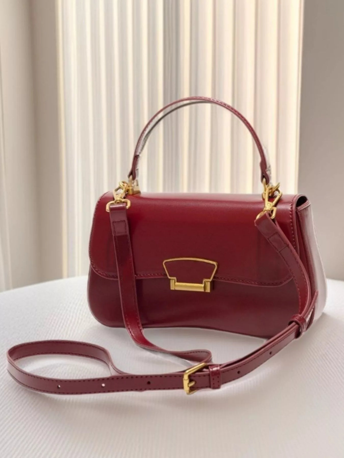 Mini vegan leather crossbody bag - detachable adjustable crossbody strap