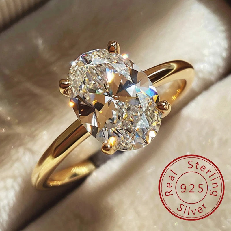 Close-up of prong-set oval zircon stone on statement ring