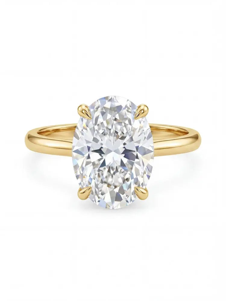 Oval zircon statement ring worn on finger