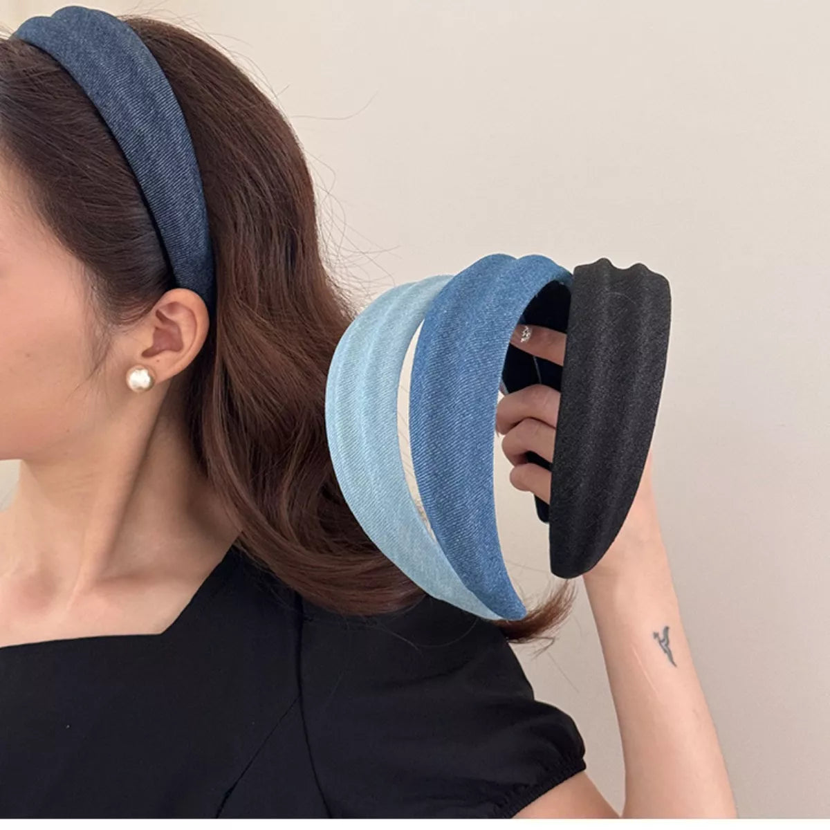 Padded Denim Headband – view 2 – Varex HQ
