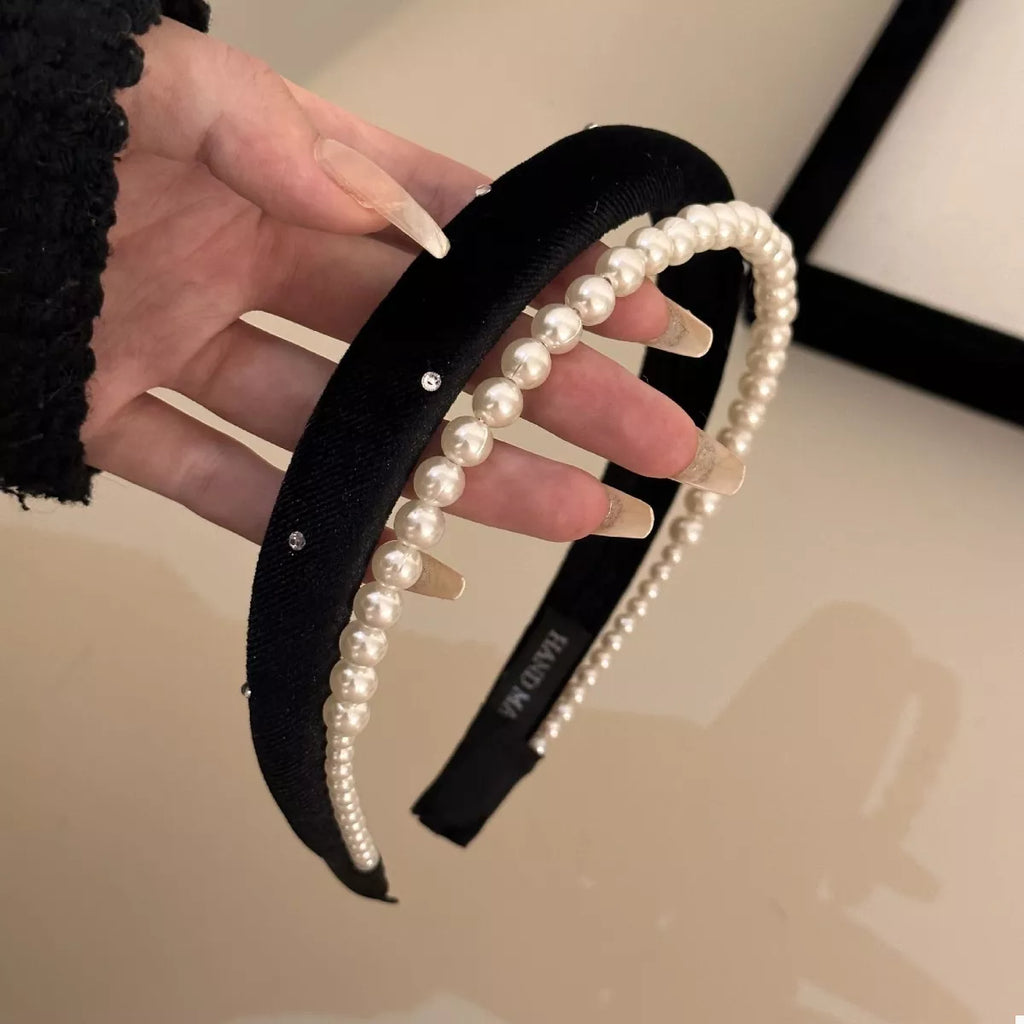 Pearl Embellished Velvet Headband, additional product photo – Varex HQ
