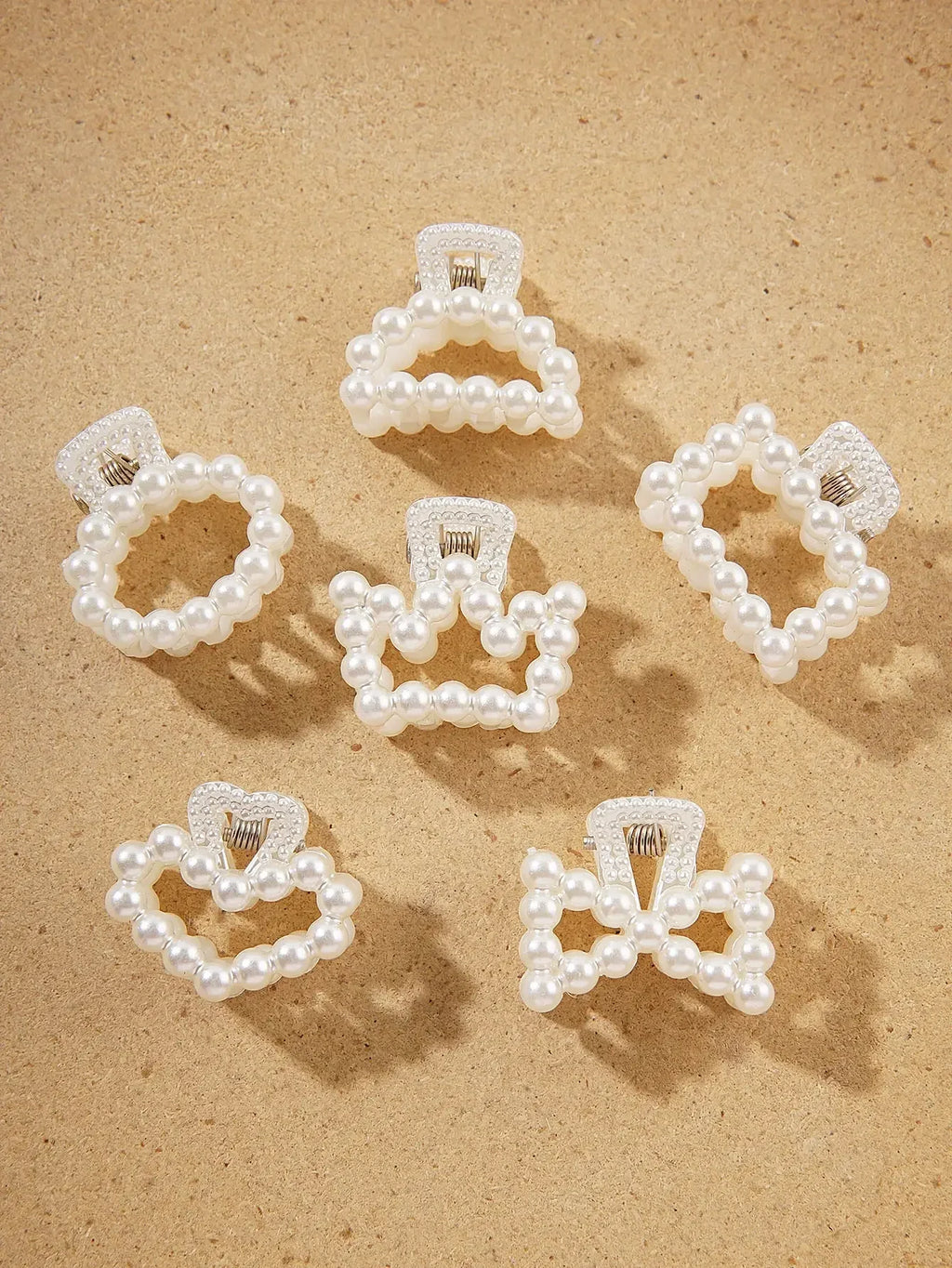 Pearl Hair Claw Clip Set in assorted pearl shapes, worn in half-up hairstyle - Varex HQ