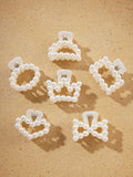 Pearl Hair Claw Clip Set in assorted pearl shapes, worn in half-up hairstyle - Varex HQ