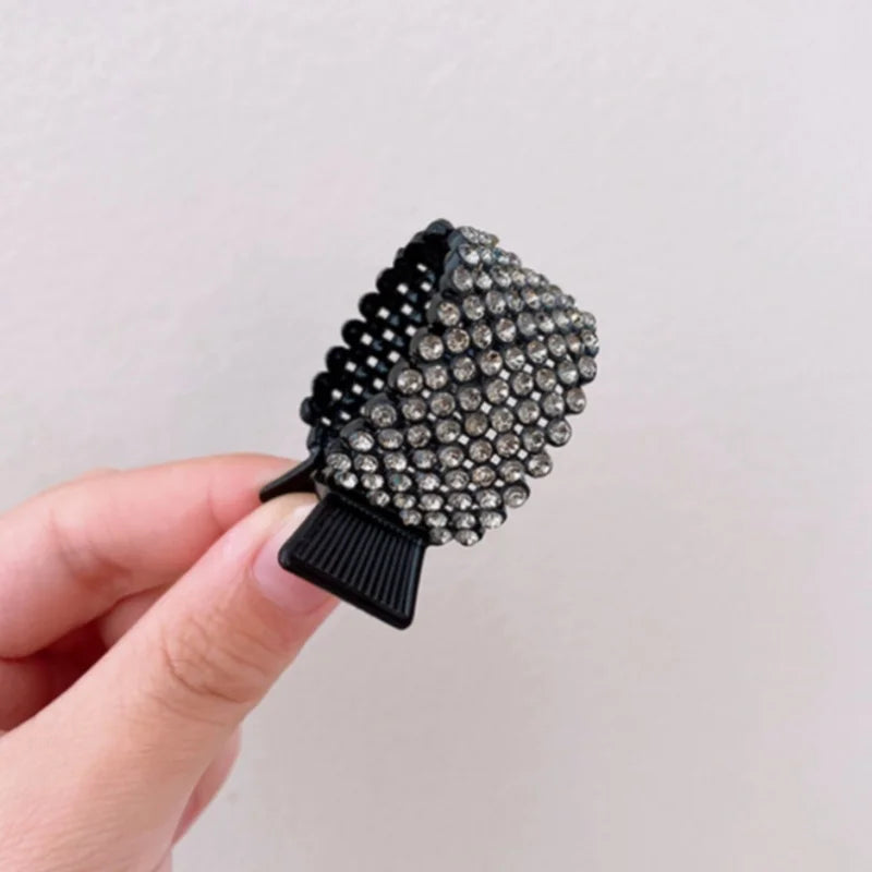 Pearl Rhinestone Hair Claw Clip in gold and silver-tone rhinestone finish, colour and finish detail - Varex HQ
