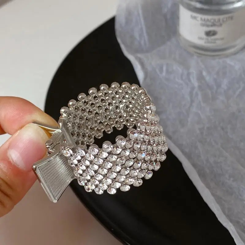 Pearl Rhinestone Hair Claw Clip in gold and silver-tone rhinestone finish, packaging and set - Varex HQ