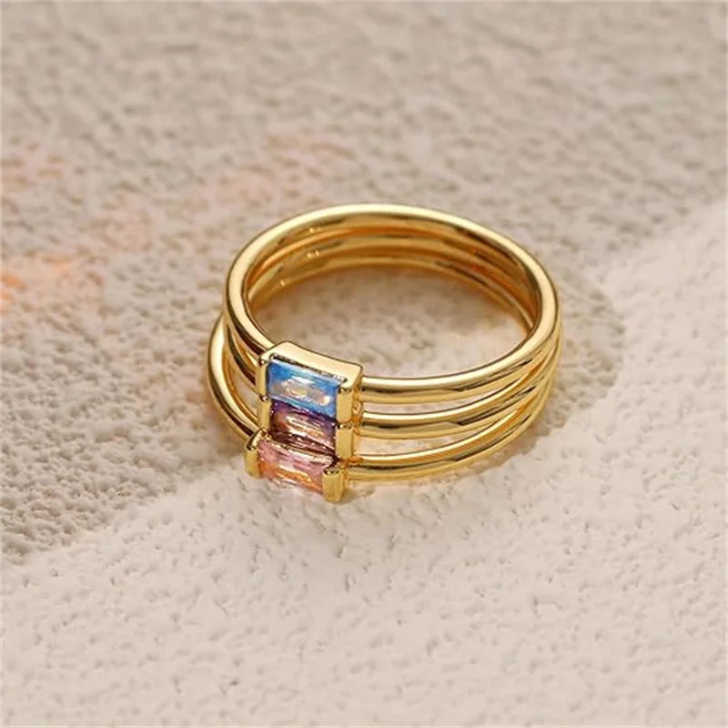 Personalised Gold-Plated Birthstone Baguette Ring – view 2 – Varex HQ