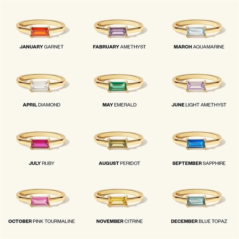 Personalised Gold-Plated Birthstone Baguette Ring – view 6 – Varex HQ