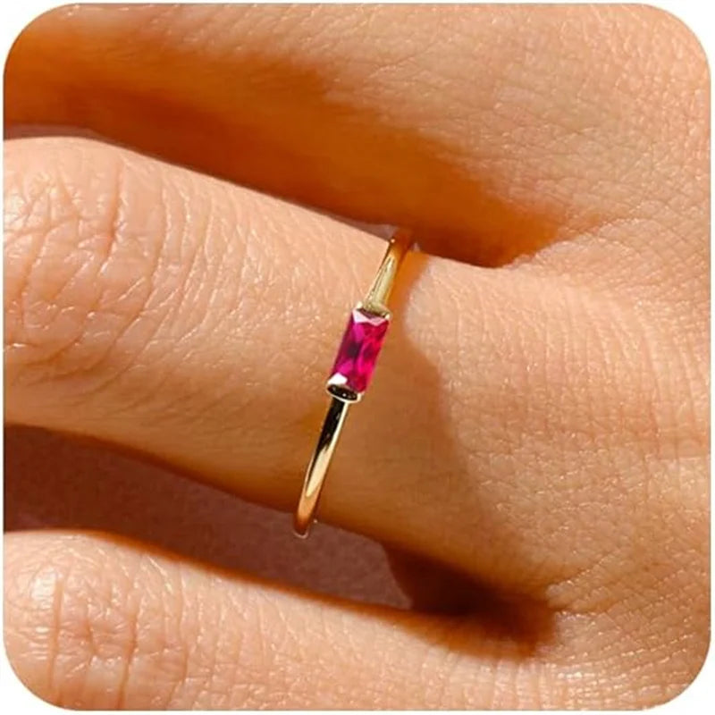 Personalised Gold-Plated Birthstone Baguette Ring – view 7 – Varex HQ