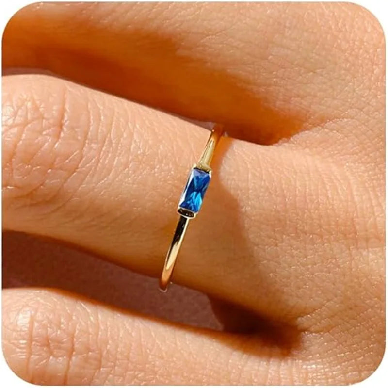 Personalised Gold-Plated Birthstone Baguette Ring – view 8 – Varex HQ