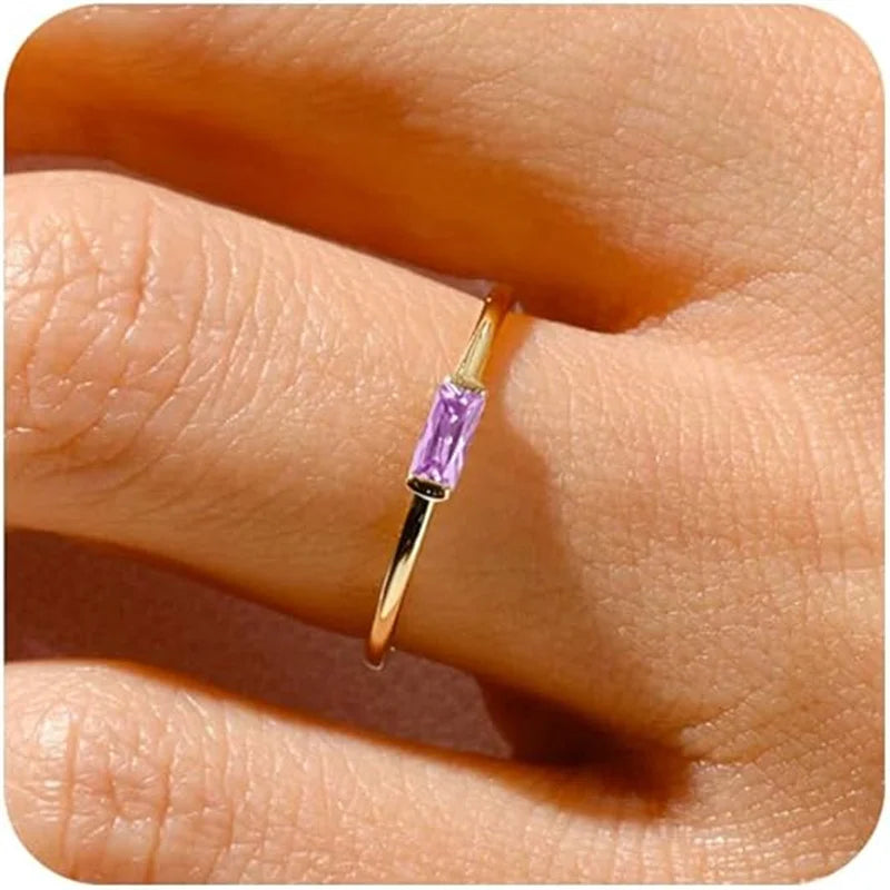 Personalised Gold-Plated Birthstone Baguette Ring – view 9 – Varex HQ