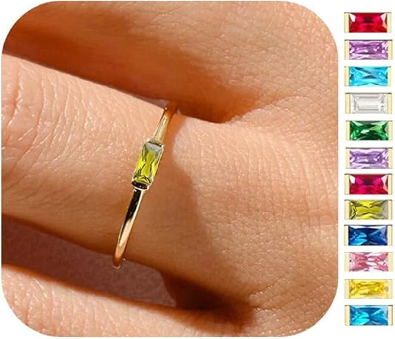 Personalised Gold-Plated Birthstone Baguette Ring – view 12 – Varex HQ