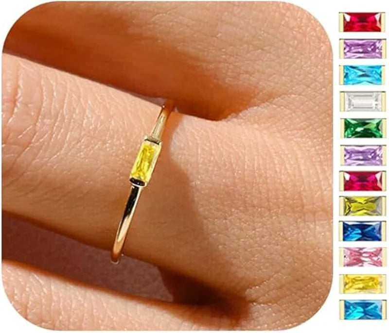 Personalised Gold-Plated Birthstone Baguette Ring – view 14 – Varex HQ