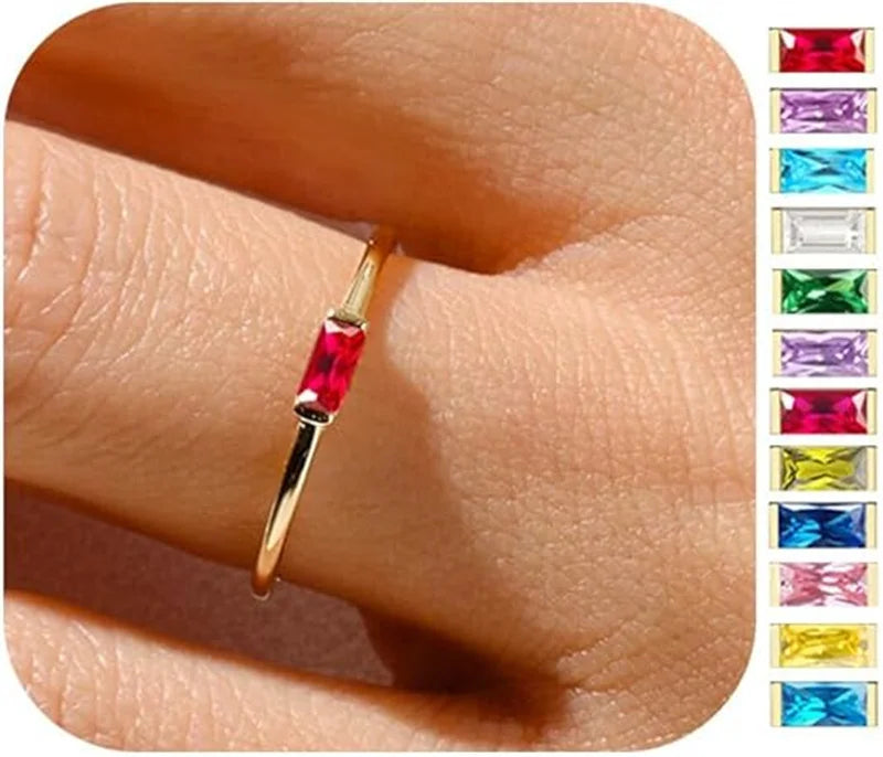 Personalised Gold-Plated Birthstone Baguette Ring – view 16 – Varex HQ