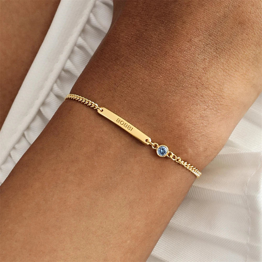Personalised Birthstone Bar Bracelet – Varex HQ