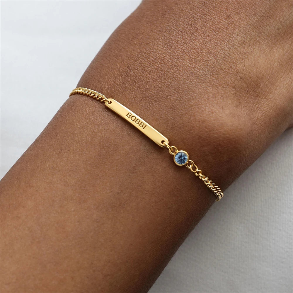 Personalised Birthstone Bar Bracelet – view 3 – Varex HQ