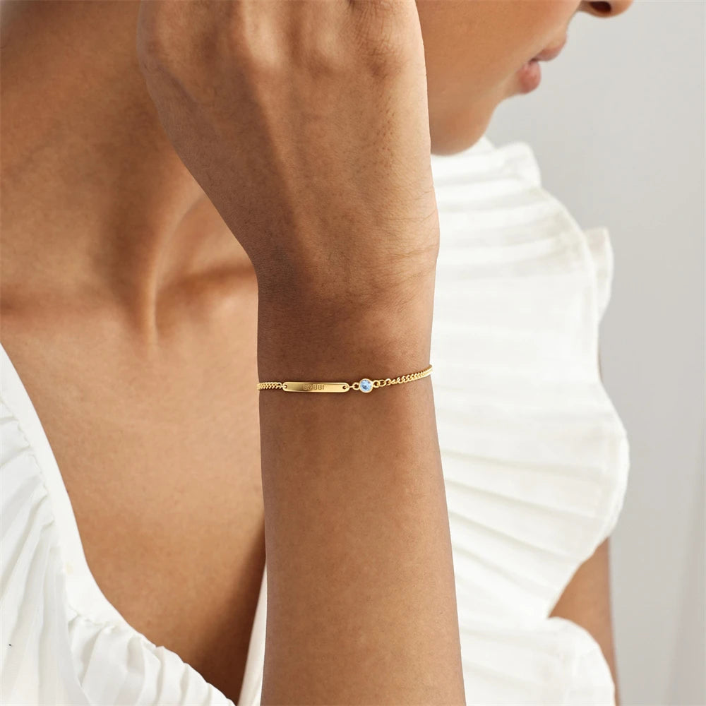 Personalised Birthstone Bar Bracelet – view 4 – Varex HQ