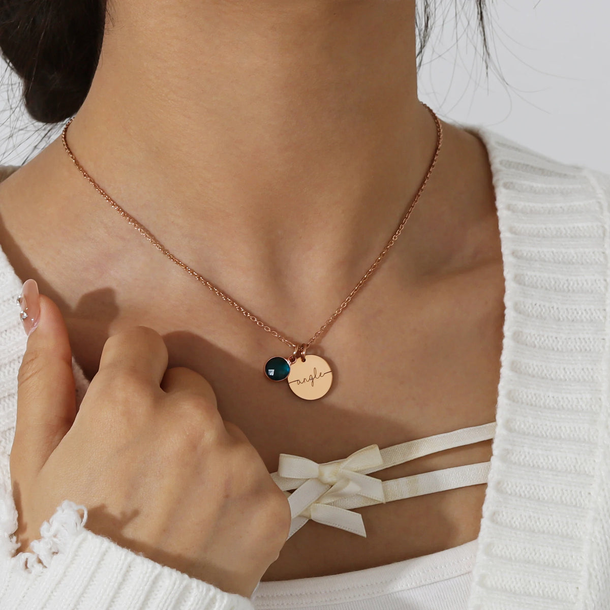 Personalised Birthstone Necklace | Custom Name Pendant Gift for Mum, Christmas Jewellery, additional product photo – Varex HQ