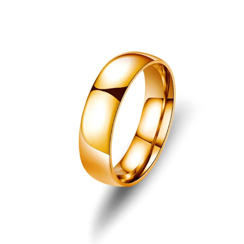 Gold-tone plated finish of stainless steel band ring