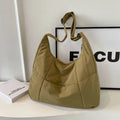 Quilted Nylon Hobo Bag – Padded Crossbody Shoulder Tote, Khaki, 40×27×15cm – Varex HQ