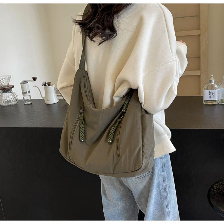 Quilted Nylon Hobo Bag – Padded Crossbody Shoulder Tote, additional product photo – Varex HQ
