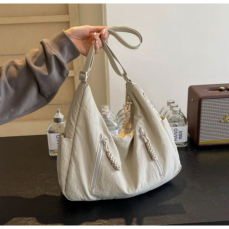 Quilted Nylon Hobo Bag – Padded Crossbody Shoulder Tote, additional product photo – Varex HQ
