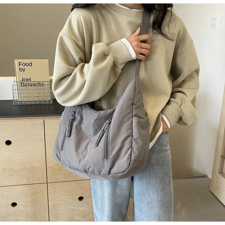 Quilted Nylon Hobo Bag – Padded Crossbody Shoulder Tote, additional product photo – Varex HQ