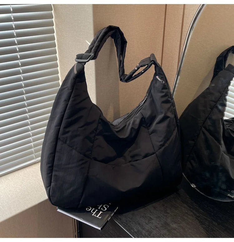Quilted Nylon Hobo Bag – Padded Crossbody Shoulder Tote, additional product photo – Varex HQ