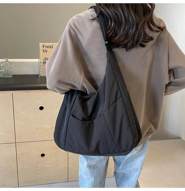 Quilted Nylon Hobo Bag – Padded Crossbody Shoulder Tote, additional product photo – Varex HQ