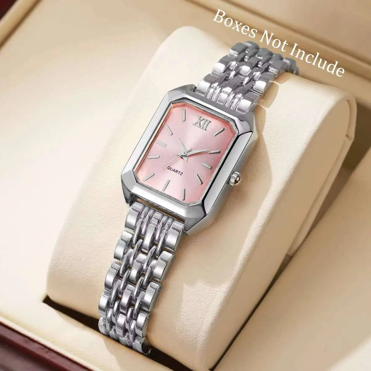 Silver-tone mesh quartz watch, black dial variant