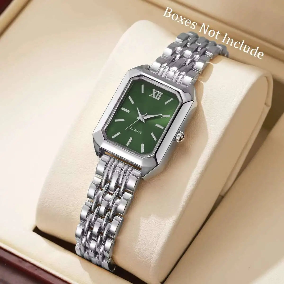 Gold-tone and silver-tone rectangular mesh quartz watch colour variants