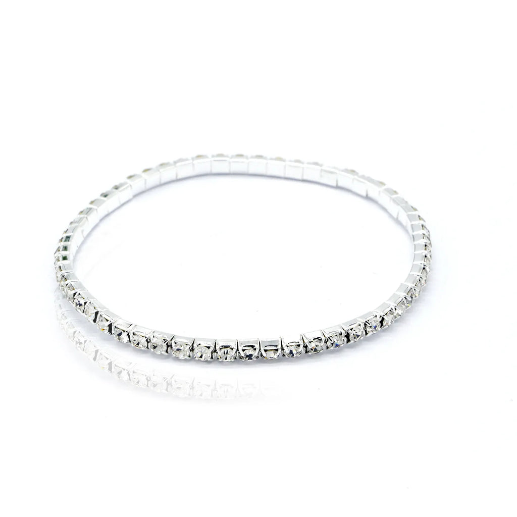 Multi-row rhinestone tennis anklet, close-up of crystal rows, Varex HQ