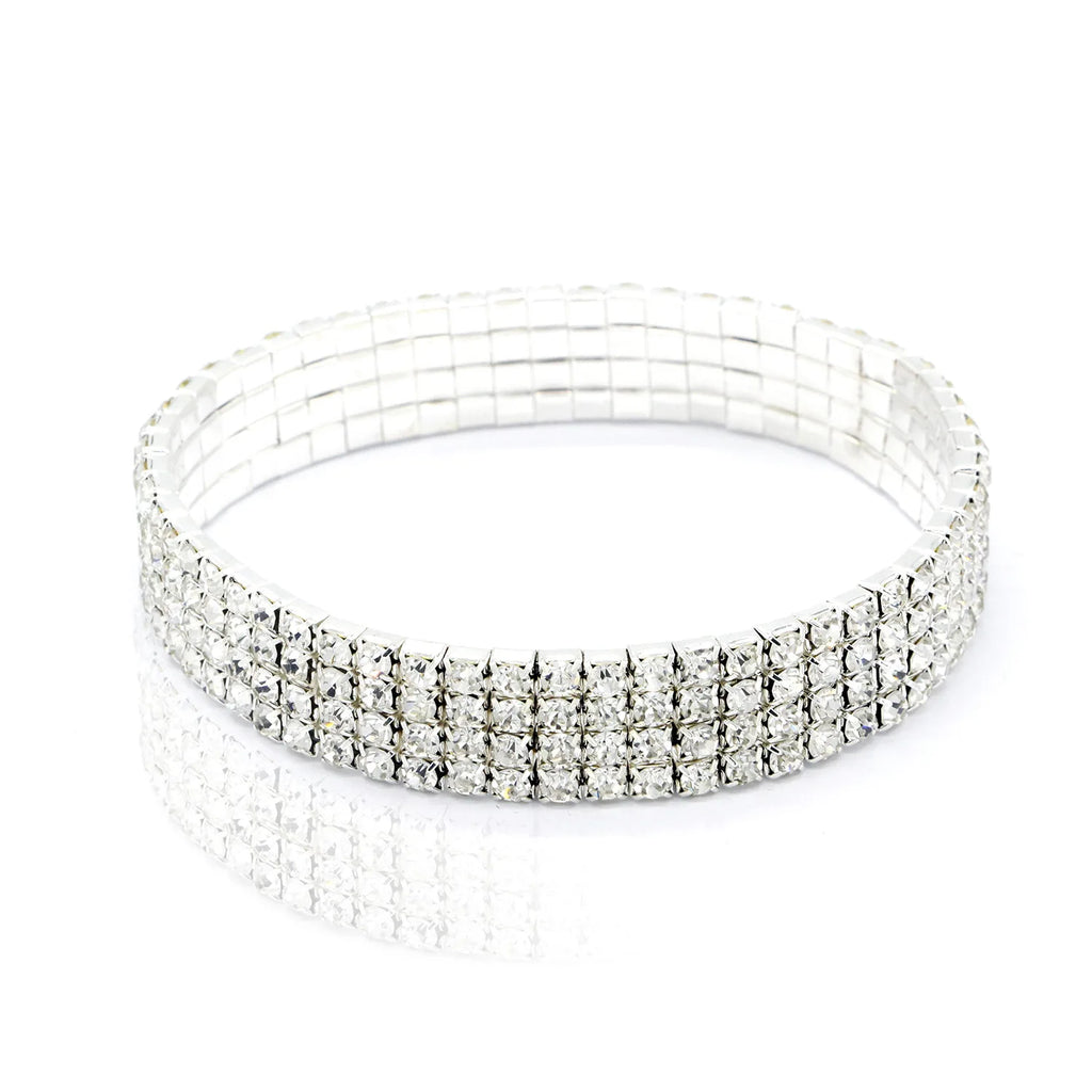 Multi-row rhinestone tennis anklet, full product view, Varex HQ