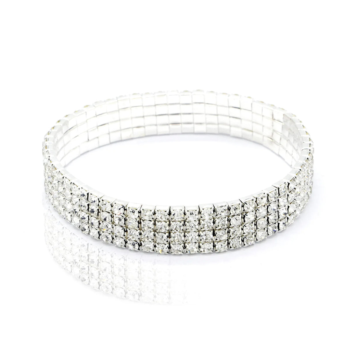 Multi-row rhinestone tennis anklet, full product view, Varex HQ